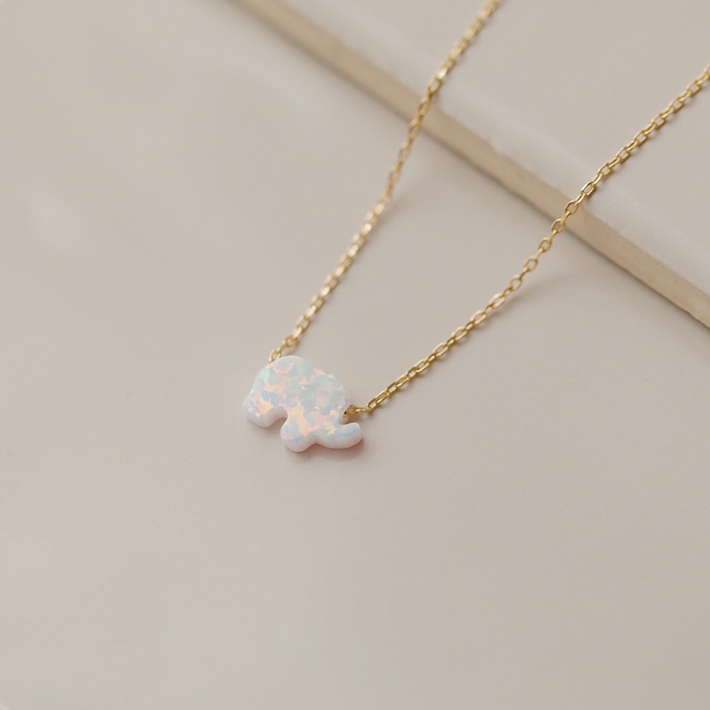 Opal Elephant Necklace | 14k Gold Plated - Picture 2 of 4
